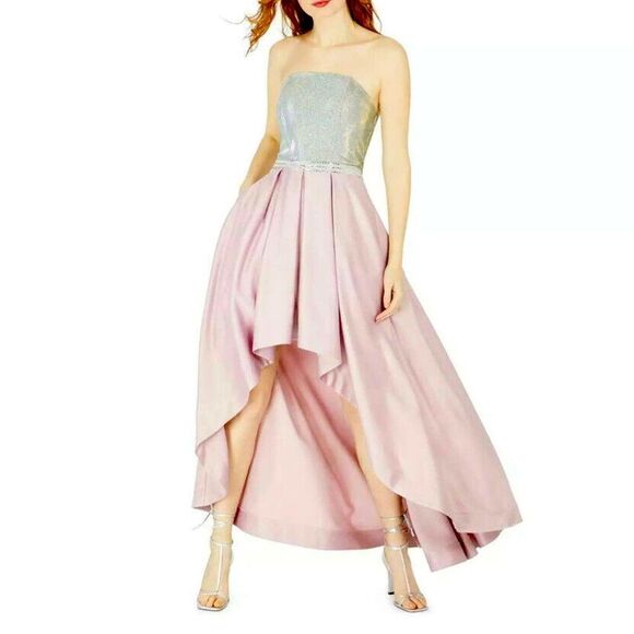 Speechless Dresses & Skirts - Speechless Mauve Spaghetti Strap Satin Silver Tulle Evening Gown Prom Dress